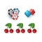 Casino symbols - jackpot cherry, dices and tokens