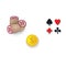 Casino symbols - suits, bingo kegs, golden coin