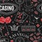 Casino theme. Seamless pattern with decorative elements on chalkboard. Gambling symbols.