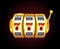 Casino vector golden slots machine with 777 numbers