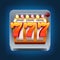 Casino vector smartphone game icon with 777 win slot machine