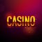 Casino vintage banner with golden text. Vector retro sign.