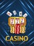 Casino vip luxury chips, slot machine and playing cards