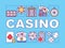 Casino word concepts banner. Gambling. Games of chance. Roulette, poker, slot machine. Presentation, website. Isolated