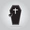Casket and hand icon for Halloween sign illustration