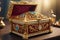 Casket jewelry box with many jewellery