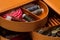 Casket with needles, threads and buttons