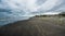 Caspian sea under blue sky in early September, snag on the beach