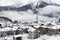 Caspoggio in winter, small mountain country on italian alps under the snow, Sondrio, Italy