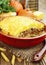Casserole with pasta, minced meat and pumpkin