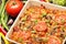 Casserole with tomato and mushrooms