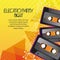 Cassette icon. Electro Party design. Vector graphic