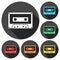 Cassette icons set with long shadow
