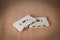 Cassette tapes on brown paper background. Vintage style