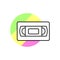 Cassette technology icon. Simple line, outline vector in color circle of retro 90s style icons for ui and ux, website or mobile