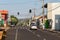 Cassilandia, Mato Grosso do Sul, Brazil - 10 02 2022: Small town corner closeup with traffic light in red position