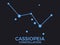 Cassiopeia constellation. Stars in the night sky. Cluster of stars and galaxies. Constellation of blue on a black background.