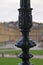 Cast-iron column on rainy day