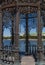 Cast-iron gazebo on the embankment of the Isetsky pond in Yekaterinburg in the Sverdlovsk region