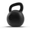 Cast iron kettlebell isolated on white with natural reflection.