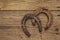 Cast iron metal horse horseshoes. Good luck symbol, St.Patrick`s Day concept