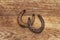 Cast iron metal horse horseshoes. Good luck symbol, St.Patrick`s Day concept