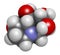 Castanospermine alkaloid molecule. Isolated from Castanospermum australe. 3D rendering. Atoms are represented as spheres with