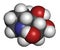 Castanospermine alkaloid molecule. Isolated from Castanospermum australe. 3D rendering. Atoms are represented as spheres with