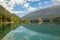 Castel Toblino at beautiful Lago di Santa Massenza Lake in Santa