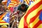 Castellers during Catalonia Diada in Barcelona Surrounded by Estelada flags