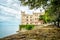 Castello di Miramare in Trieste castle overlooking sea