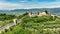 Castello superiore di Marostica visto dall`alto in una panoramica aerea