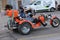 CASTELLON, SPAIN - MAY 21: Unidentified senior participants of the biker festival on a powerful three-wheeled motorcycle