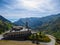 Castelmagno - Scenic view of mountain sanctuary known as Santuario di San Magno in Castelmagno, Valle Grana