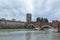 Castelvecchio bridge with castle wall and tower.