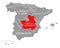 Castilla-La Mancha red highlighted in map of Spain