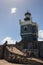 CASTILLO DE SAN FELIPE DEL MORRO, PUERTO RICO, USA - FEB 16, 2015: Lighthouse Tower and stone ramp of fortress lined with tourists