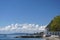 Castine, Maine, USA: Beautiful white clouds in a blue sky over the harbor at Castine