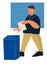 Casting ballot at polling station. Vector illustration in flat style