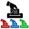 Casting a vote icon silhouette. Four color variations