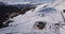 Castione della Presolana, Italy. Drone aerial view of the people on the ski slopes and lift at Monte Pora ski resort