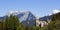 Castle and alpine panorama