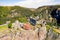 Castle of Arlempdes on a basalt rock in France