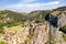 Castle of Arlempdes on a basalt rock in France