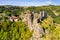 Castle of Arlempdes at a meander of the Loire. France