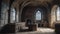 castle basement with stone walls covered in cobwebs and dust, where ancient treasures and artifacts are kept.