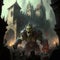 castle besieged by a horde of savage orcs, fantasy art, AI generation