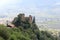 Castle Brunnenburg and Merano cityscape panorama, South Tyrol