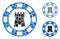 Castle casino chip Composition Icon of Unequal Pieces