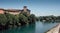 Castle of Cassano D`Adda, Italy, at the foot of the river